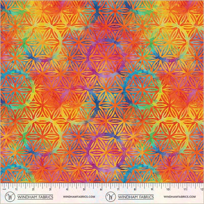 108" Quilt Back Flower of Life Orange Crush Cotton Wideback Fabric per yard