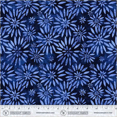 108" Quilt Back Twinkling Daisies Indigo Cotton Wideback Fabric per yard