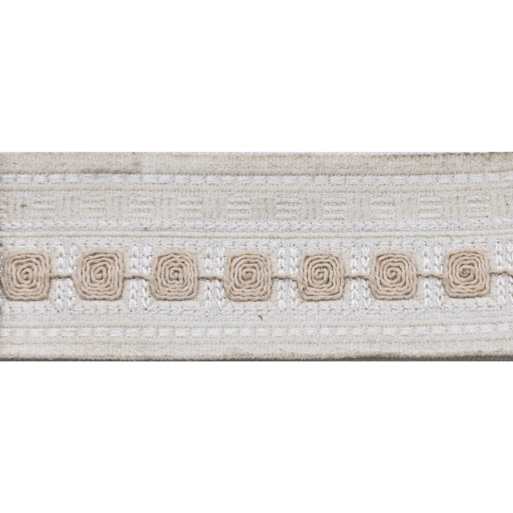 2 1/4-inch Decorative Embroidered Woven Trim Tape – Modern Crochet Square– 5 Yard Roll | Style BR-7567 - Image 2