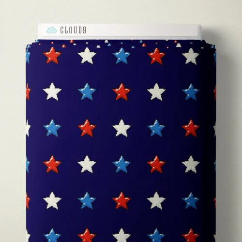 8-Bit Stars Navy Pop Stars QC Cotton 44/45 Fabric Per Yard