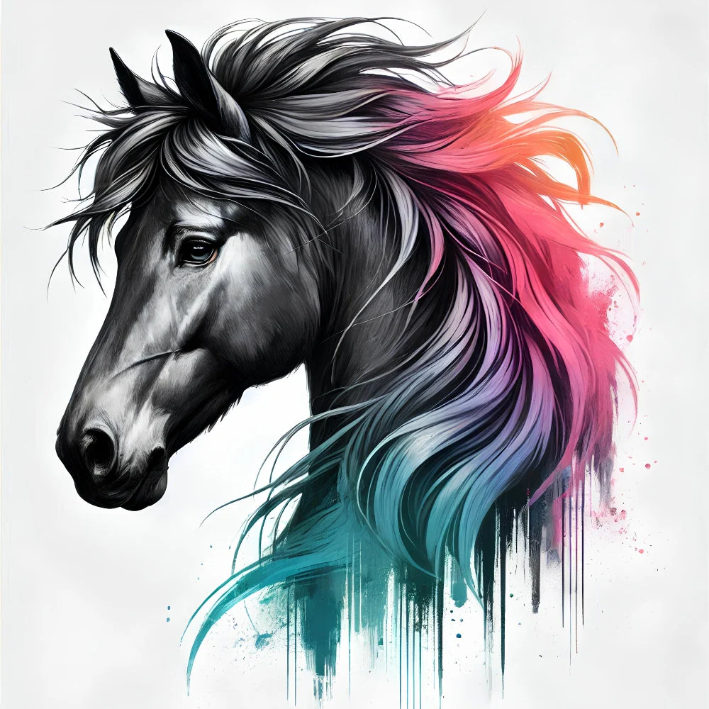 A Charcoal Horse Fabric Panel 2