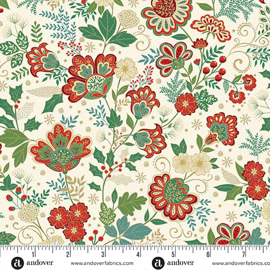 Adorn Bloom Cream 44"/45" Cotton Fabric Per Yard