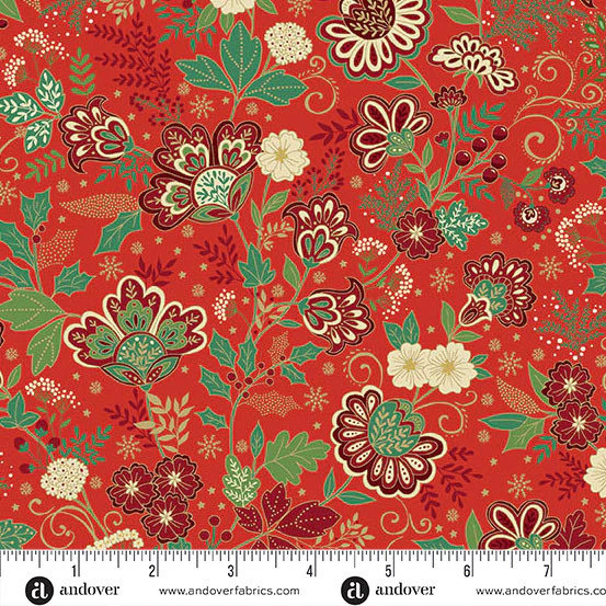Adorn Bloom Red 44"/45" Cotton Fabric Per Yard