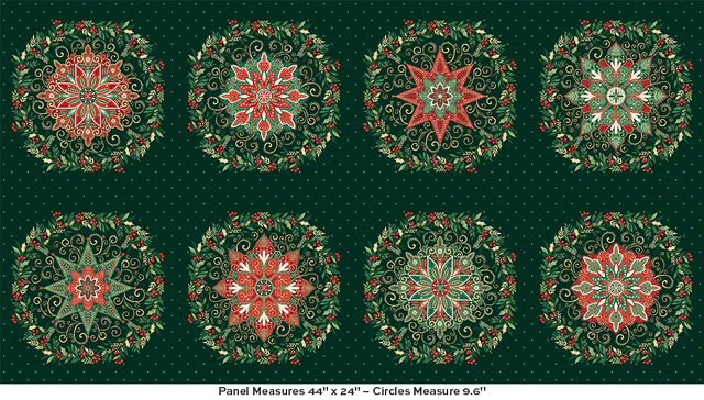 Adorn Circles Green Cotton Fabric 44" x 24" Panel