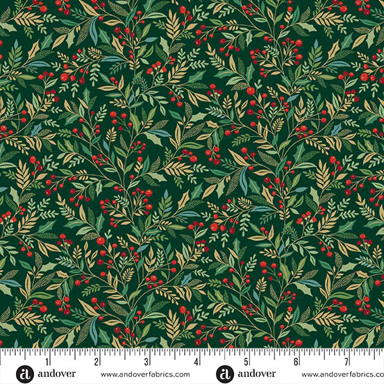 Adorn Holly Green 44"/45" Cotton Fabric Per Yard
