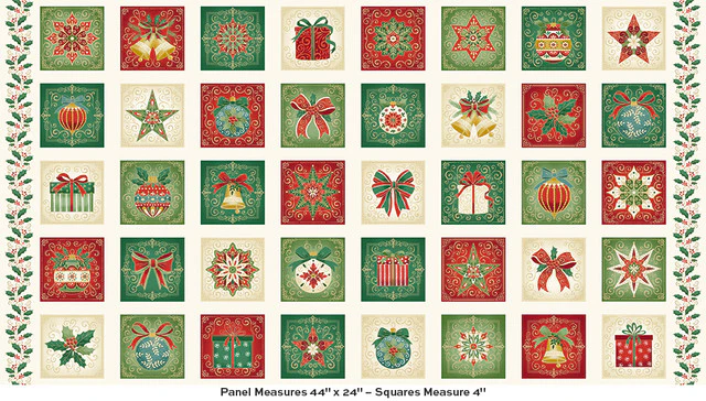 Adorn Squares Cream Cotton Fabric 44" x 24" Panel