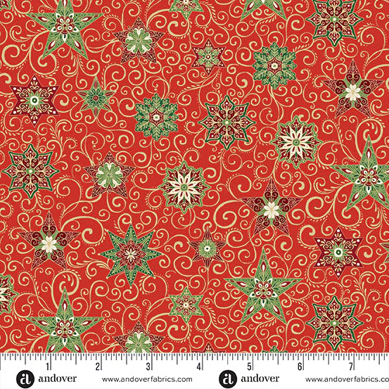 Adorn Star Red 44"/45" Cotton Fabric Per Yard