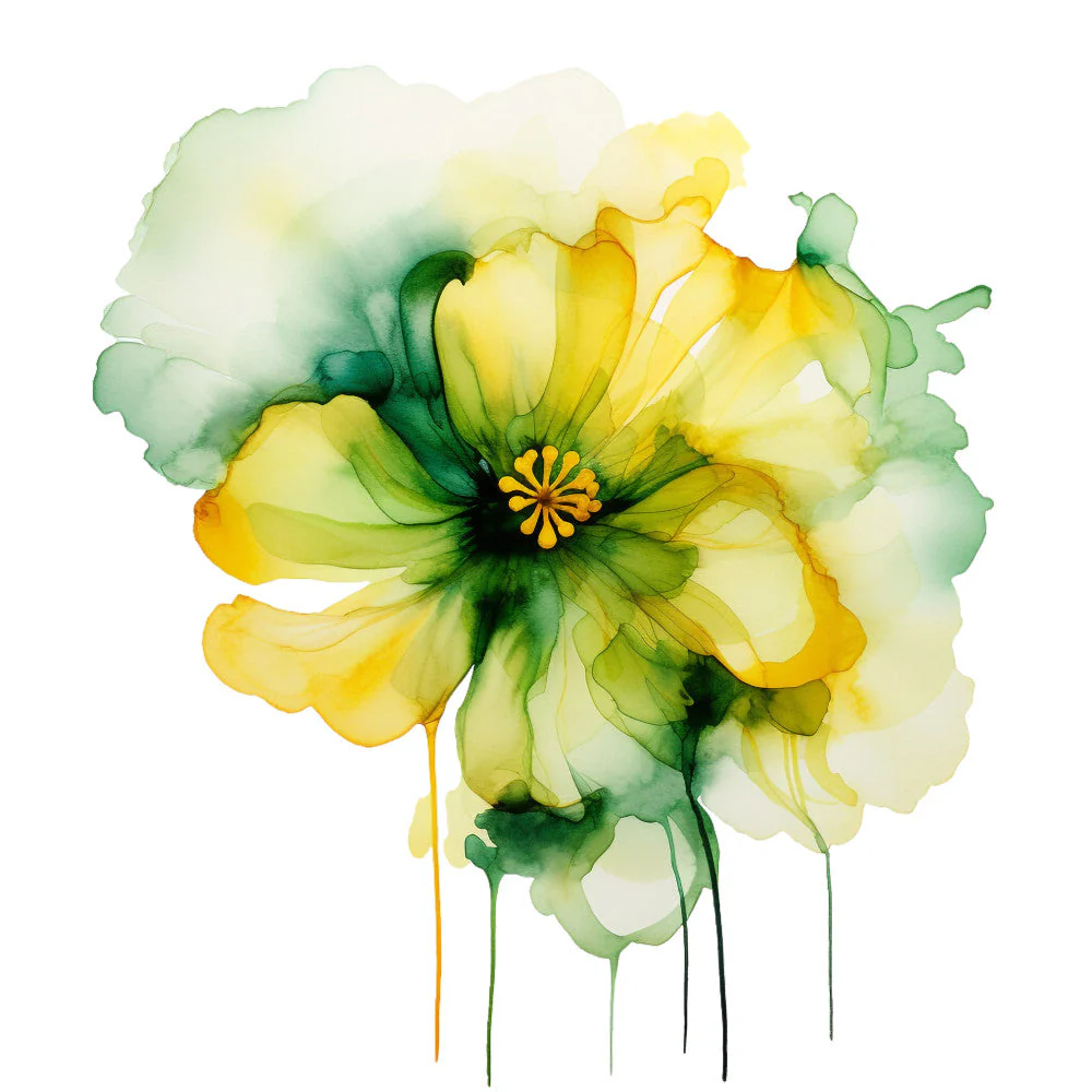 Alcohol Ink Flower Fabric Panel 18
