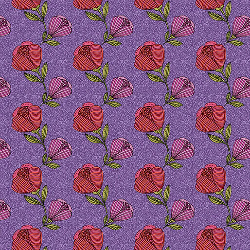 Alluring Peacock - Pebble Floral - Purple 44" / 45" Fabric Per Yard