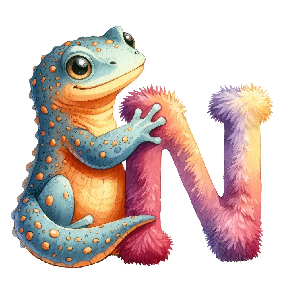 Animal Newt Letter N Fabric Panel