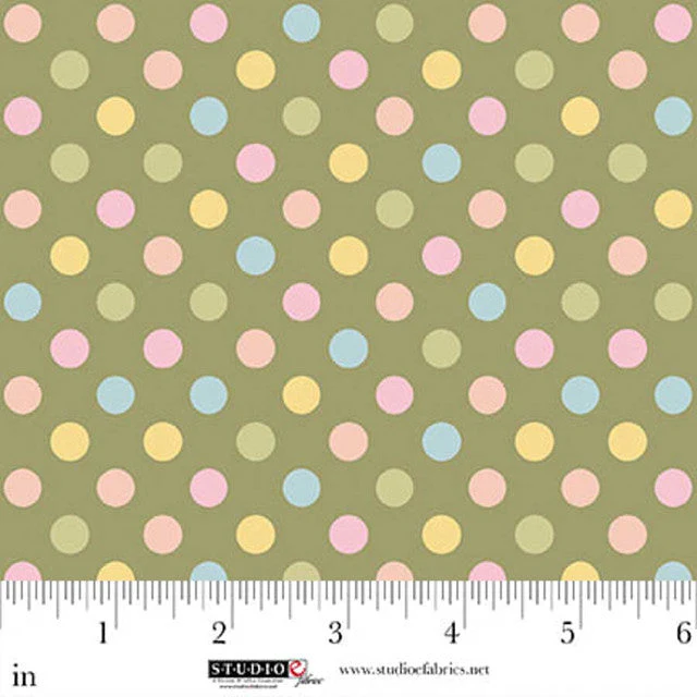 Artichoke Polka Dot Layla 44"/45" Cotton Fabric per Yard
