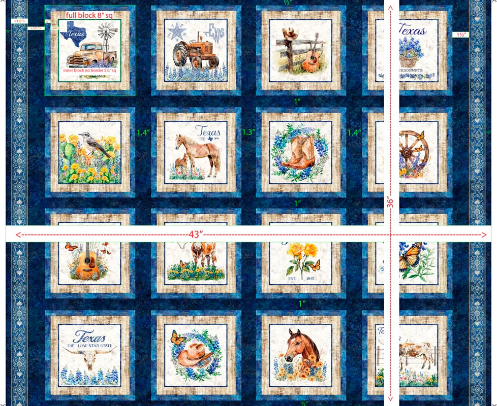 ATXSH Minky Texas Icons Picture Patches Navy 44"/45" Fabric Per Yard - Image 2