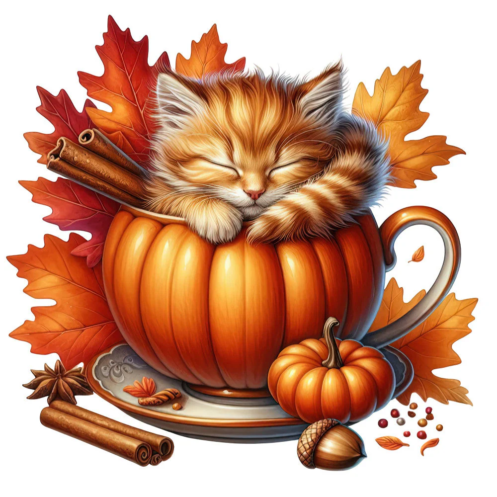 Autumn Cats Fabric Panel 21