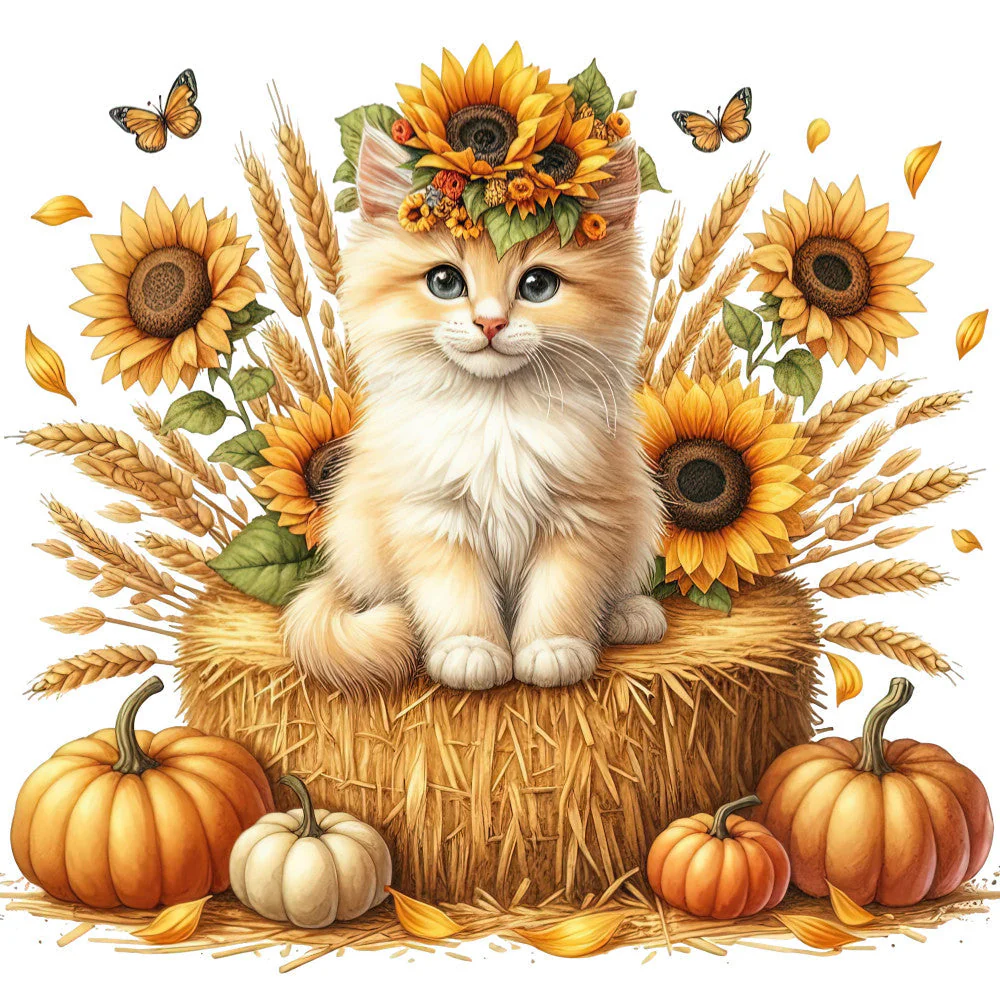 Autumn Cats Fabric Panel 92