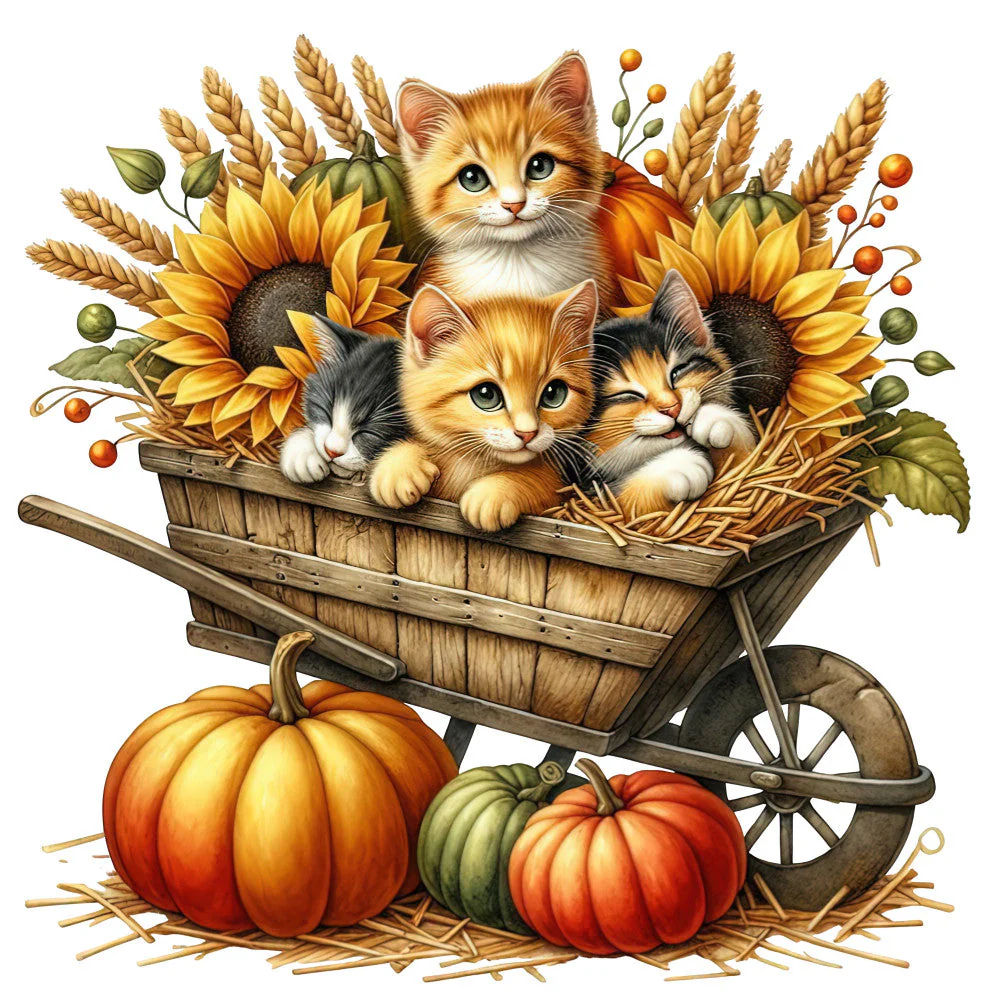 Autumn Cats Fabric Panel 93