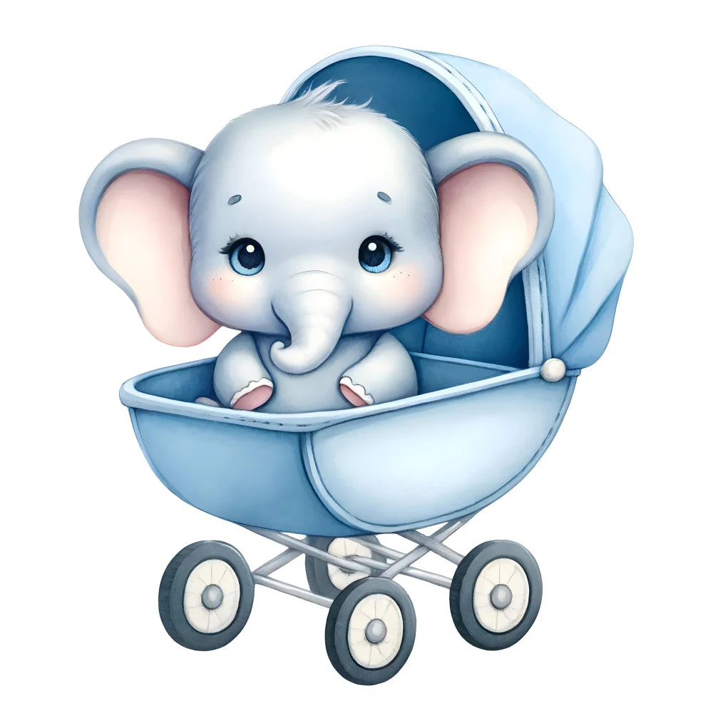 Baby Boy Elephant Fabric Panel 6