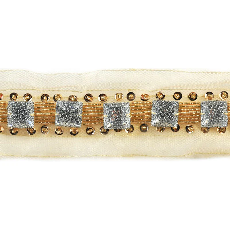 Beaded Trim on Netting, 2" X 5 Yard Roll - For Dressmaking, Costume Design, DIY Crafts - Image 5