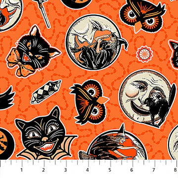 Beggars Night Orange 44"/45" Cotton Fabric Per Yard