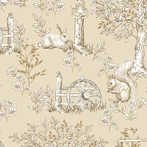 Belle Toile Sand Cotton Wideback Fabric per yard
