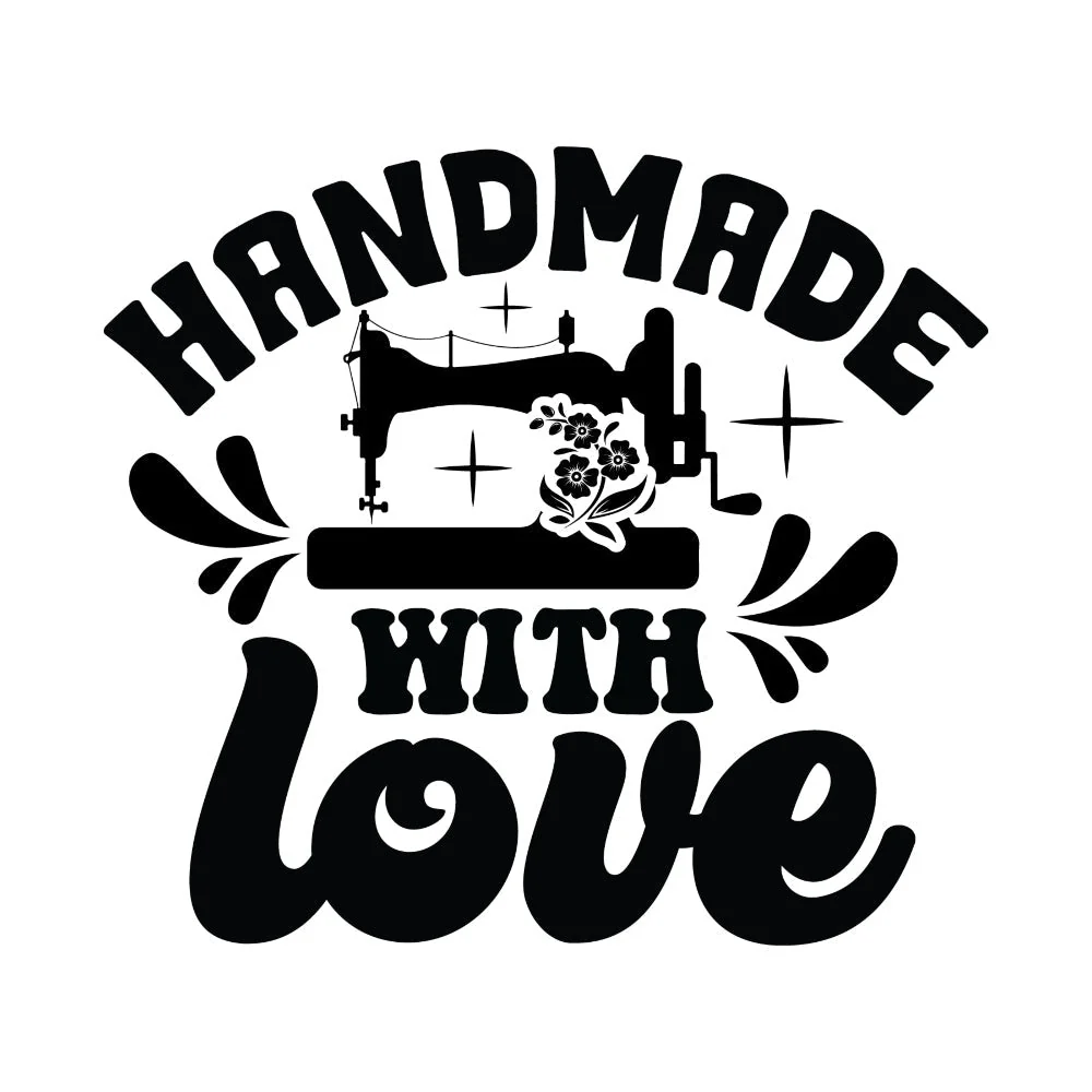 Black and White Handmade with Love Fabric Panel