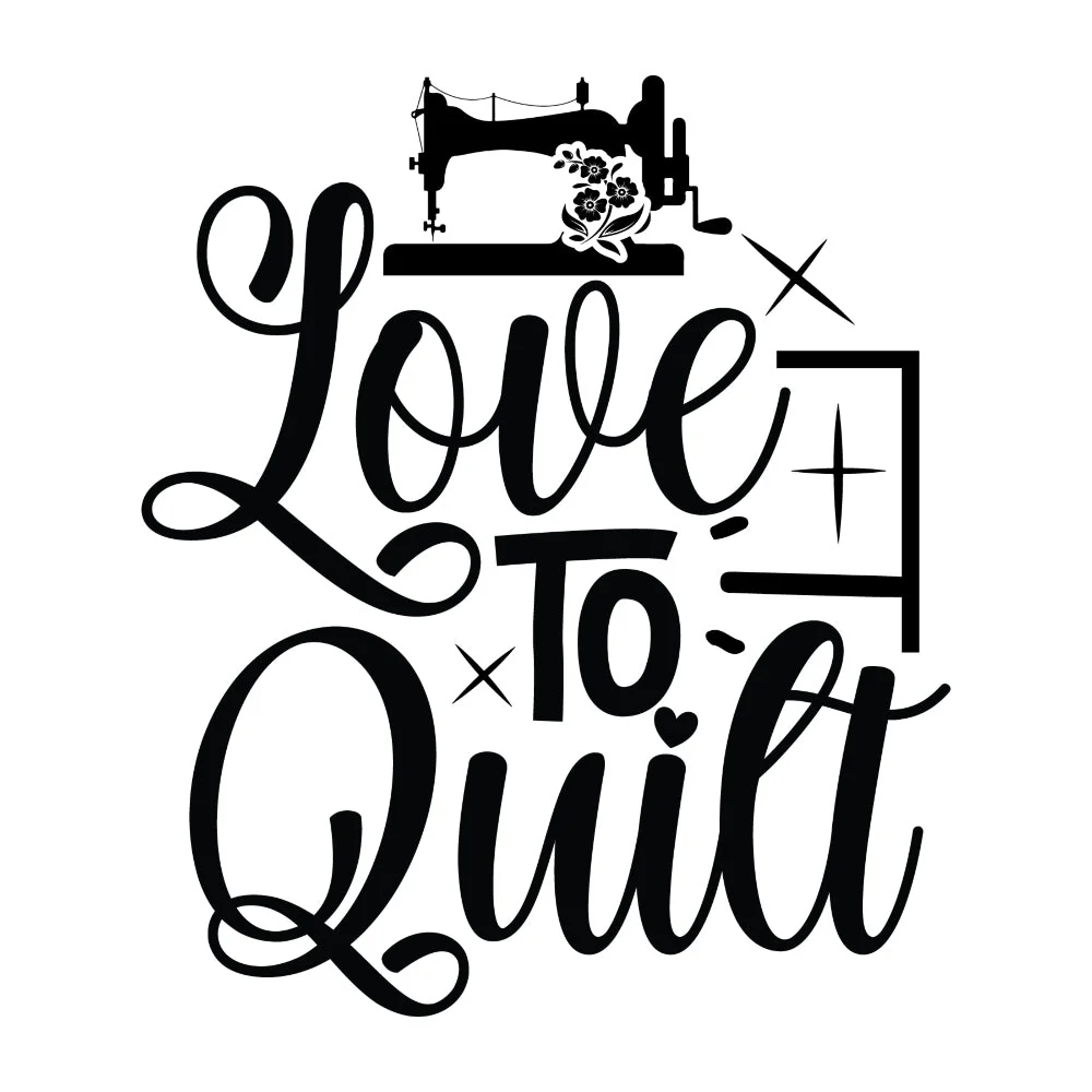 Black and White Love to Quilt Fabric Panel
