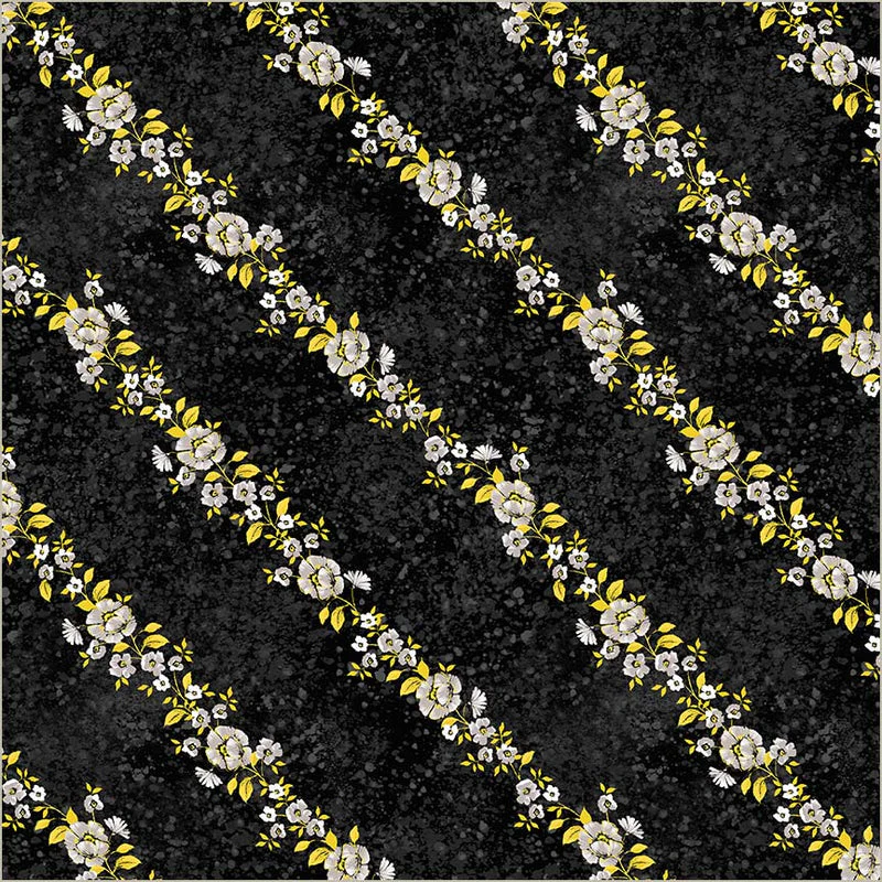 Black Verona Verita Vine Cotton 44/45 Fabric Per Yard