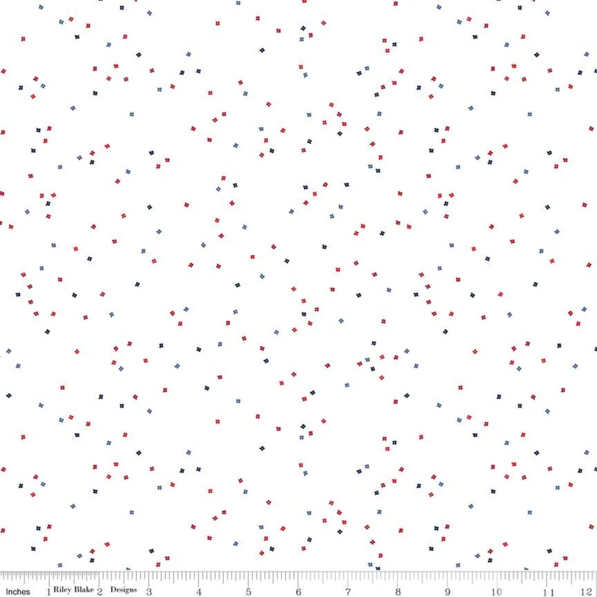 Blossoms On White In Color Uncle Sam 44"/45" Cotton Fabric Per Yard