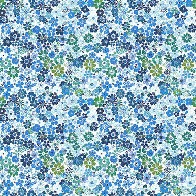 Blue Digital Leah Lovelies 44"/45" Cotton Fabric Per Yard