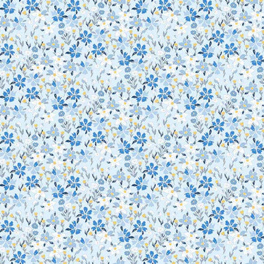 Blue Digital Lucy Lovelies 44"/45" Cotton Fabric Per Yard