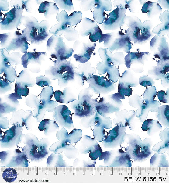 Blue Floral Butterfly Belle 108" BELW-6156-BV Cotton Wideback Fabric - ( 1 1/4 Yard Pack )