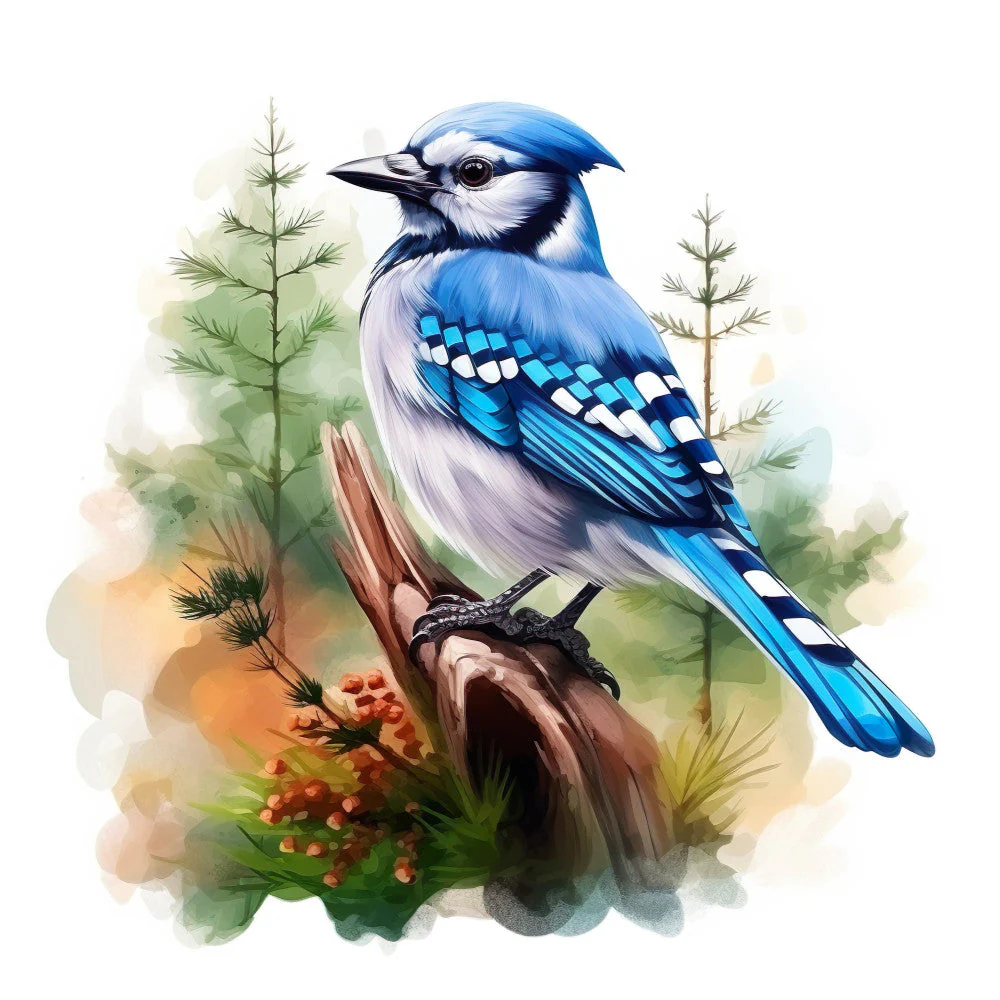 Blue Jay Bird Fabric Panel 10