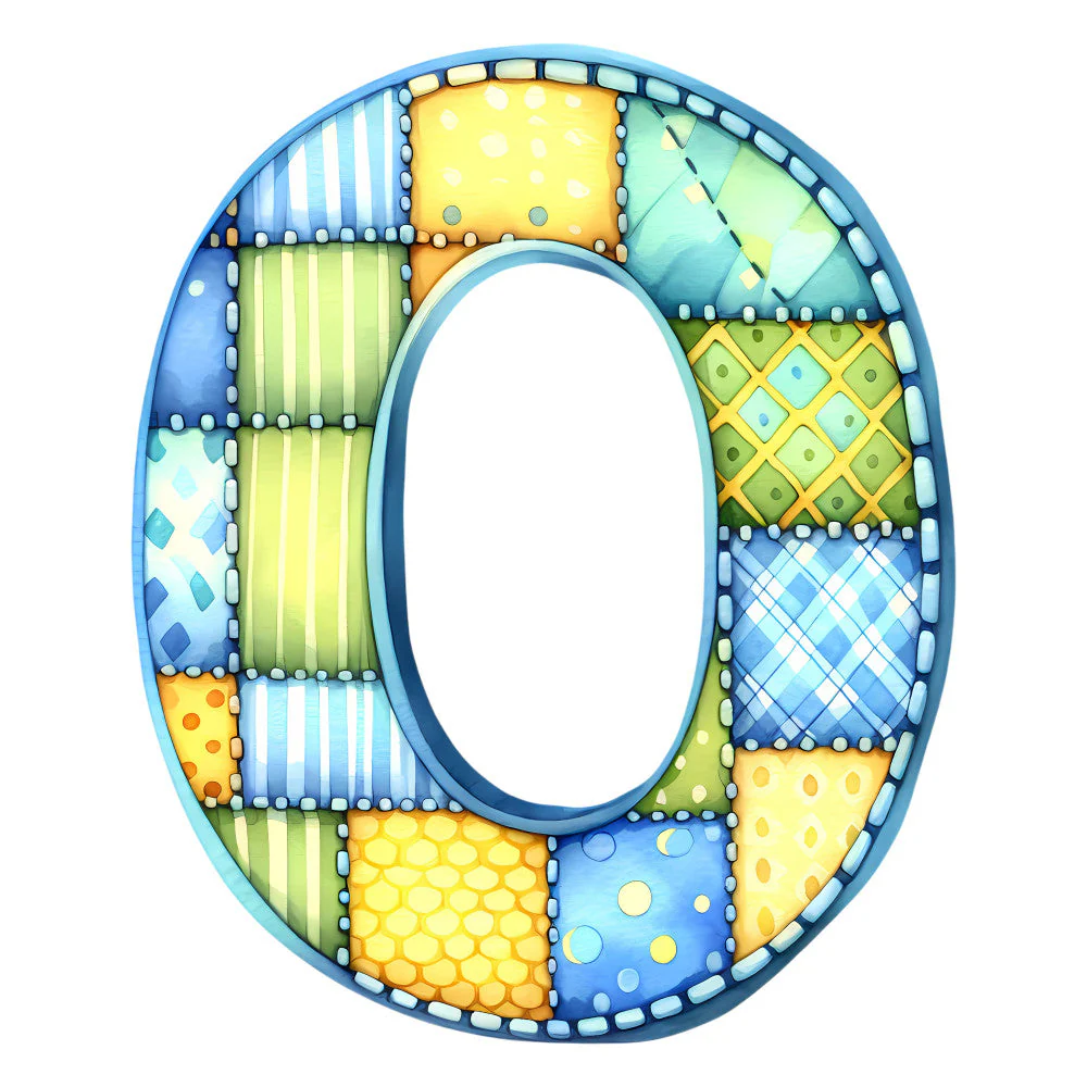 Blue Patchwork Alphabet Fabric Panel 42