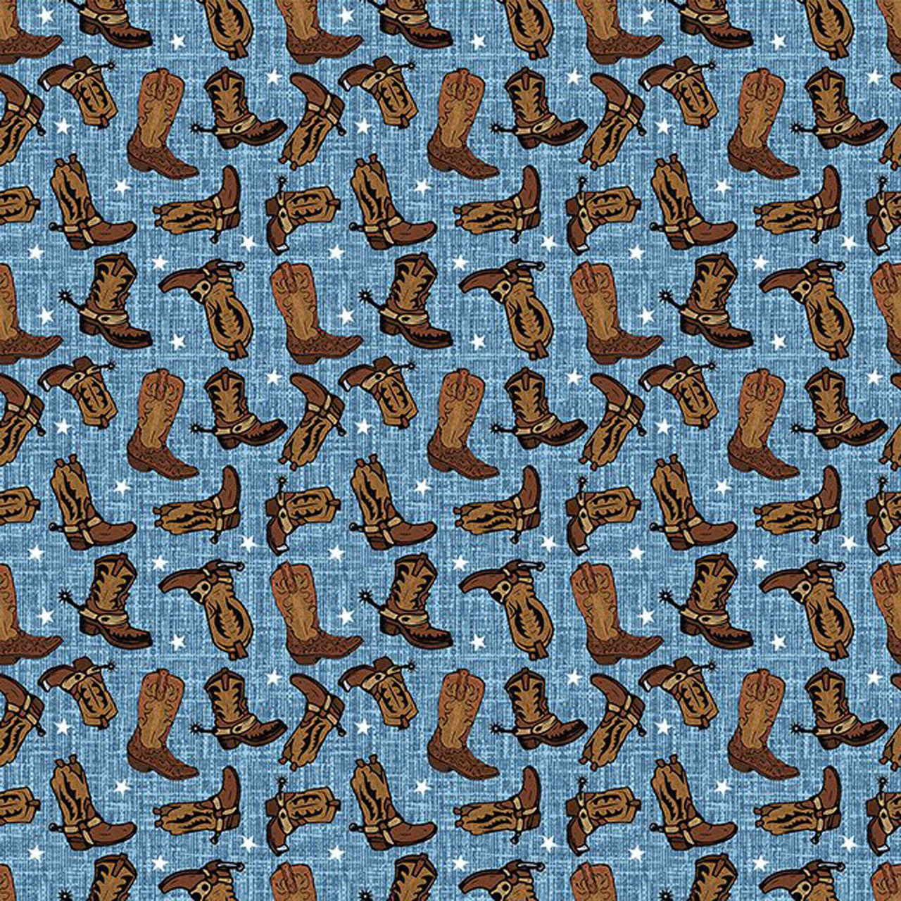 Blue Southwest Minis Boots 44/45" Cotton Fabric Per Yard
