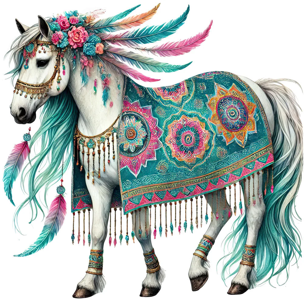 Boho Horses Fabric Panel 22