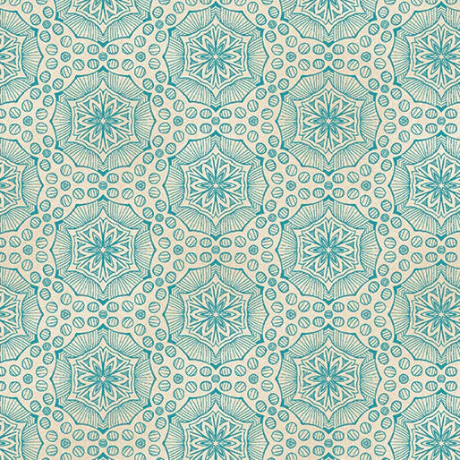 Bubbalon Caribe/Ivory Ground Works Cotton 44"/45" Fabric Per Yard