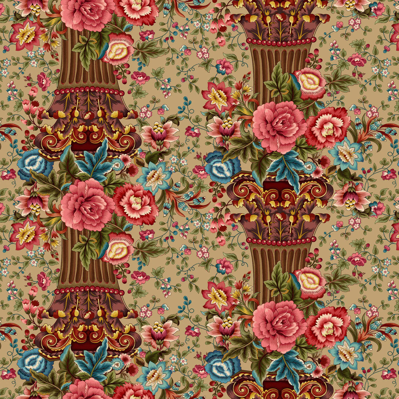 Caramel Column Stripe Lost Gardens of Heligan Cotton 43"/44" Fabric Per Yard