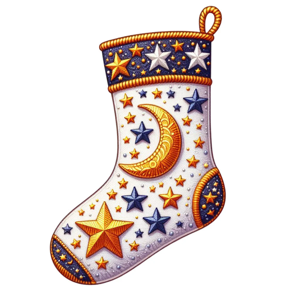 Cartoon Christmas Stockings Fabric Panel 16