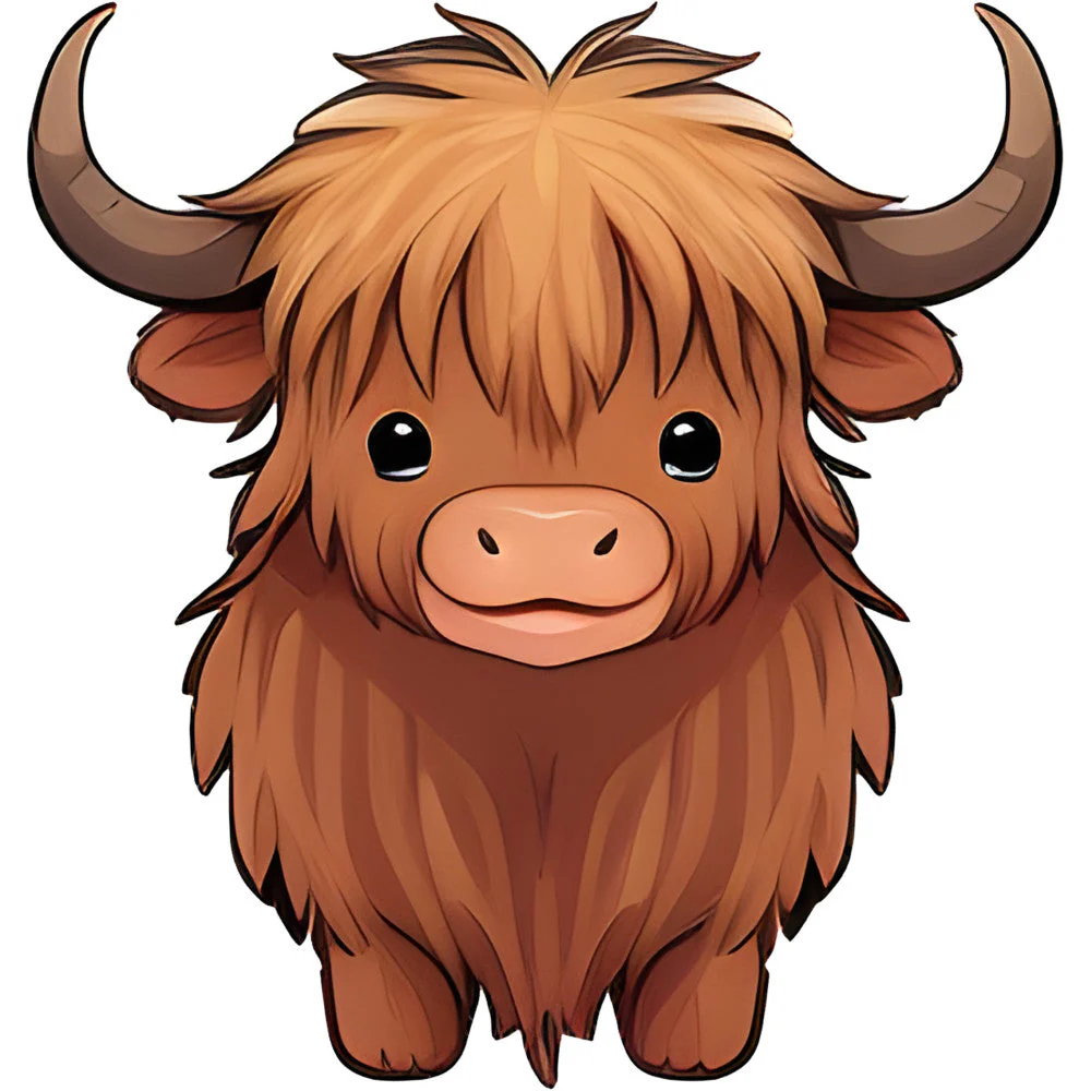 Cartoon Highland Cows Fabric Panel 1