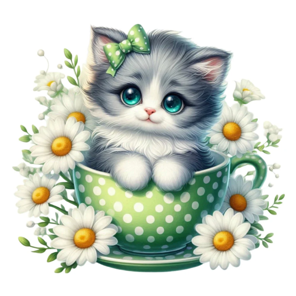 Cats in Tea Cups Fabric Panel 4