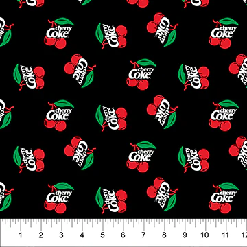 Cherry Coke Black  44"/45" Fabric Per Yard
