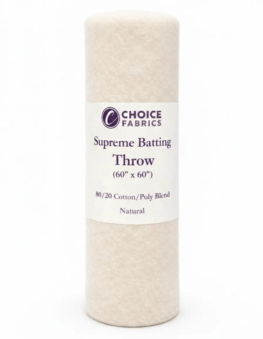 Choice Supreme Batting - 80/20 Cotton/Poly Blend - Throw (60" x 60")