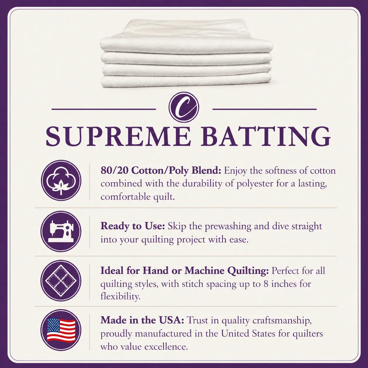 Choice Supreme Batting - 80/20 Cotton/Poly Blend - Twin (72" x 90") - Image 3