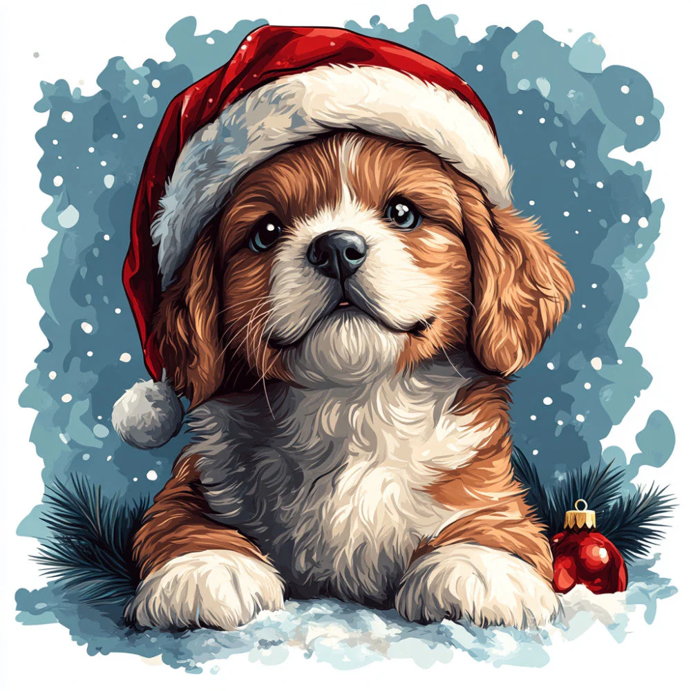 Christmas Dogs Fabric Panel 17