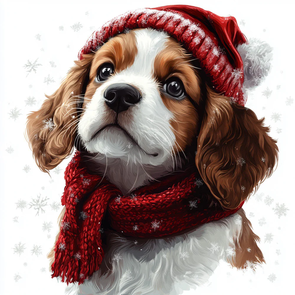 Christmas Dogs Fabric Panel 3