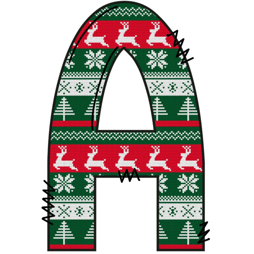 Christmas Sweaters Letter A Fabric Panel