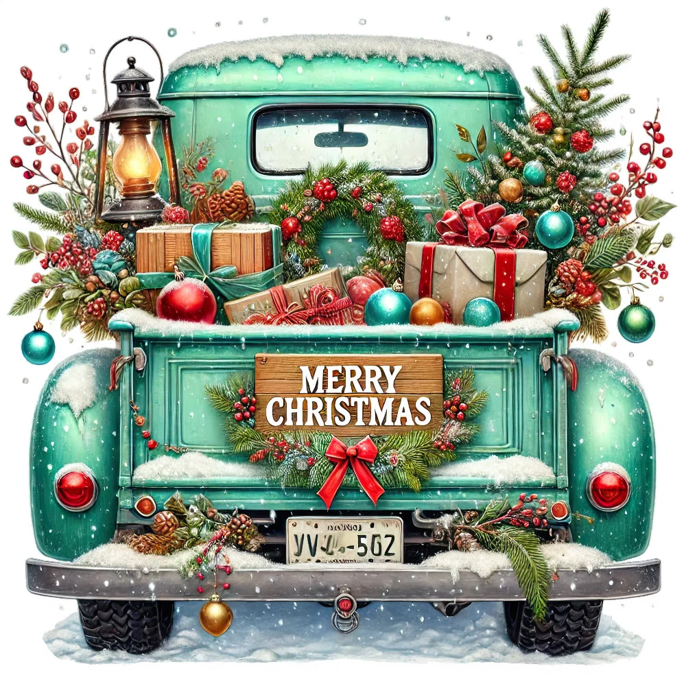 Christmas Trucks Fabric Panel 22