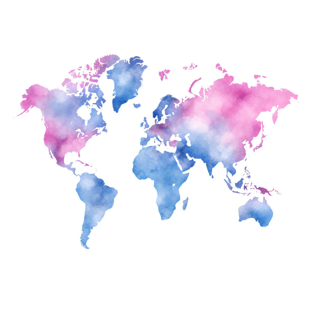 Colorful World Map Fabric Panel 14