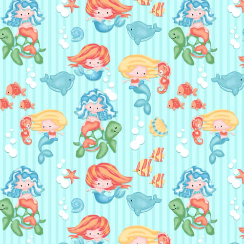 Comfy Flannel - Mermaids 44"/45" Cotton Flannel Fabric per yard