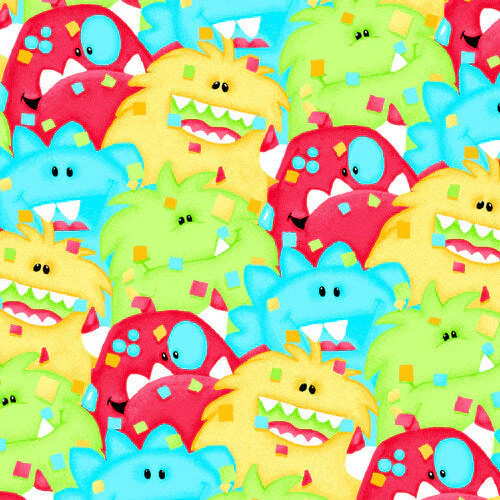 Comfy Flannel - Packed Monsters 44"/45" Cotton Flannel Fabric per yard
