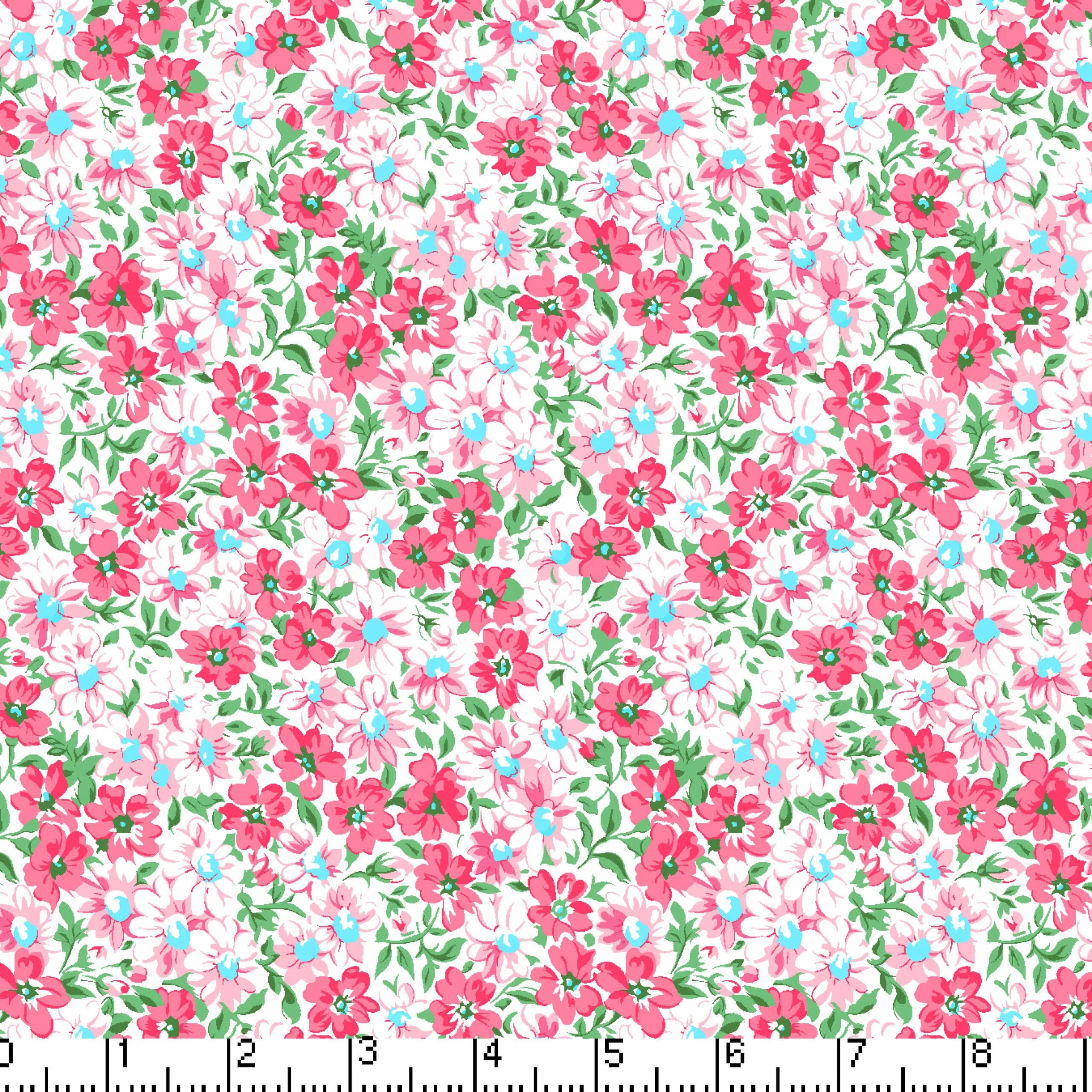 Coral Flower Patch 45" Wide Cotton Fabric Per Yard